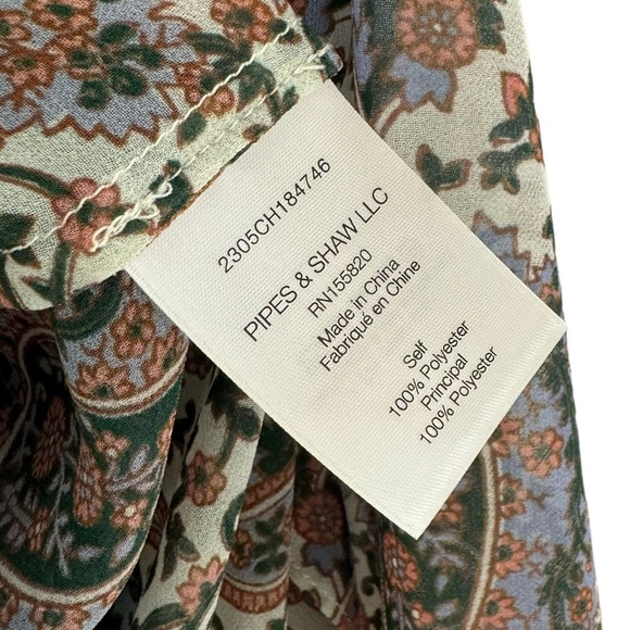 VERONICA BEARD Lowell Paisley Pin Tuck Long Sleeve Blouse Size 4 - Picture 9 of 13